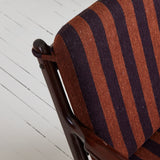 Ole Wanscher Danish Easy Chairs in Mahogany, Loose Striped Cushions 1950s - Set of 2