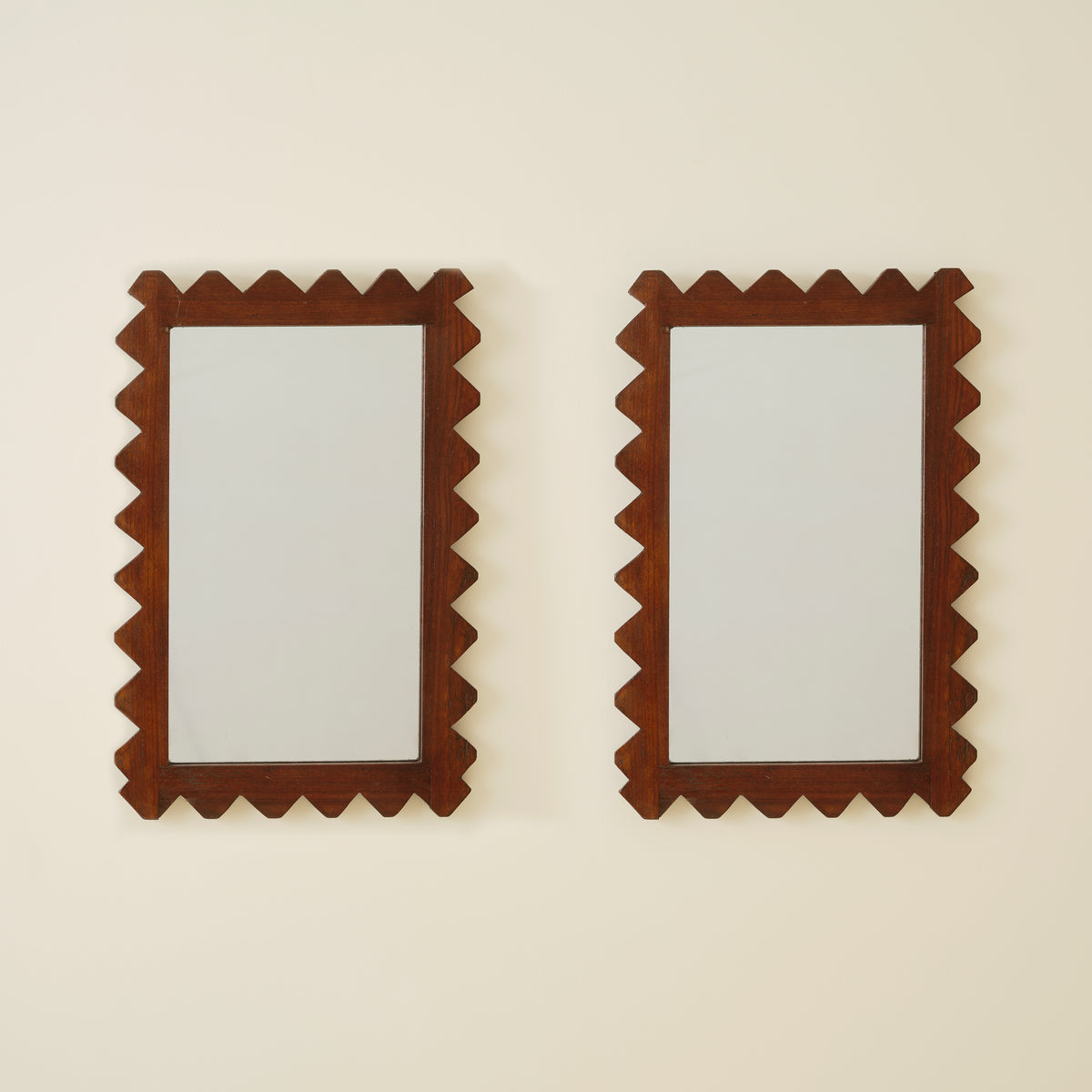 Italian Solid Wood Hand Carved Mirrors, a pair