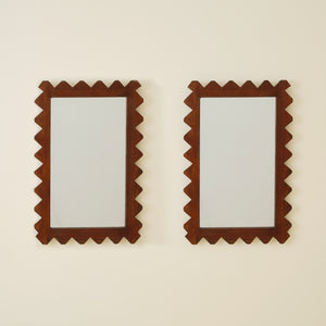 Italian Solid Wood Hand Carved Mirrors, a pair