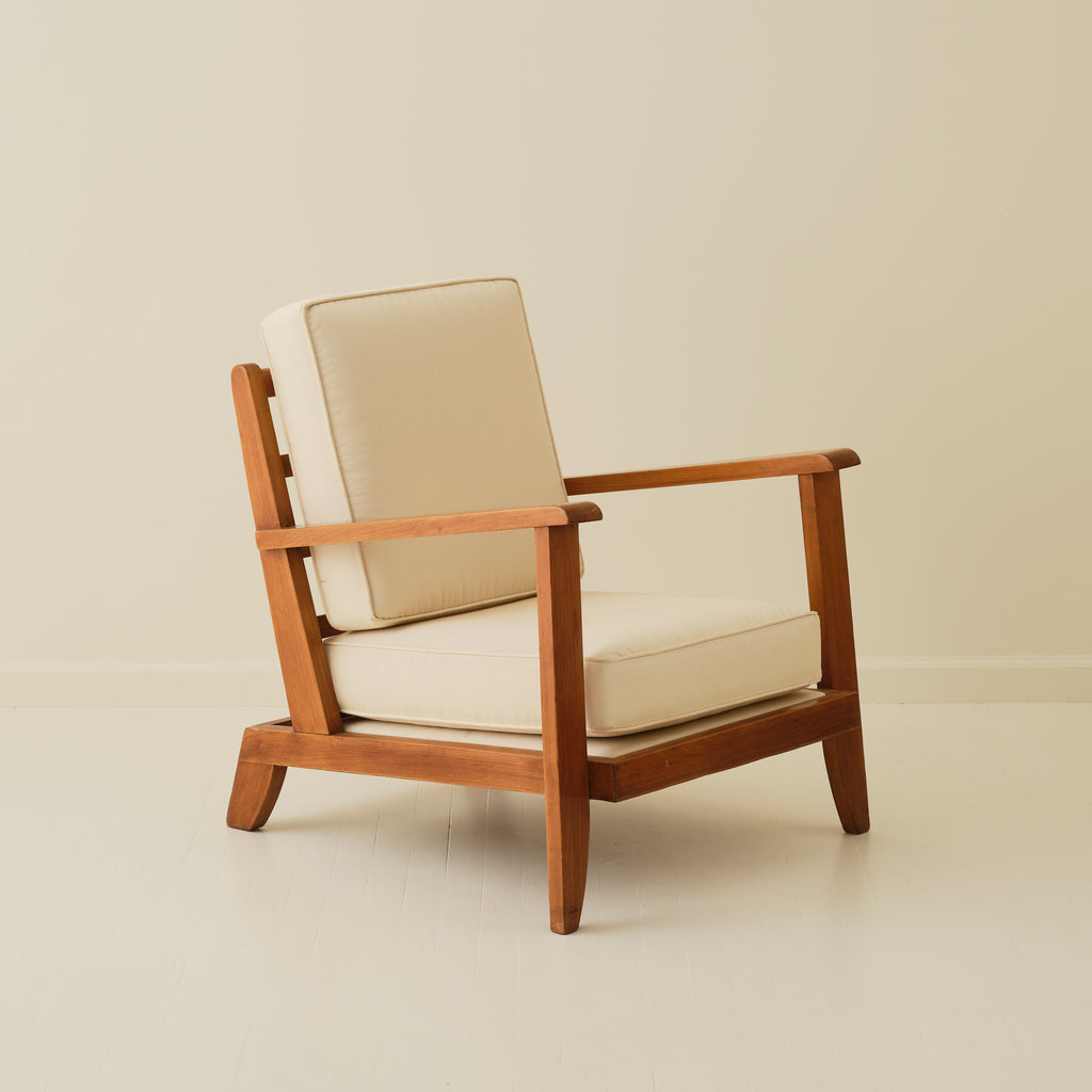 French Modernist Rene Gabriel Atrributed Solid Oak Chair, 1940's
