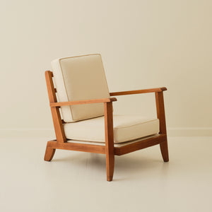 French Modernist Rene Gabriel Atrributed Solid Oak Chair, 1940's