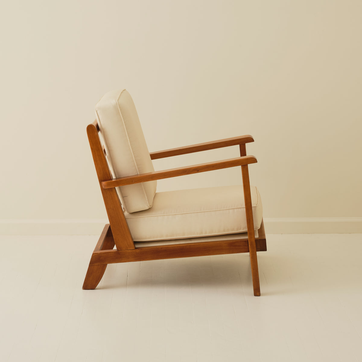 French Modernist Rene Gabriel Atrributed Solid Oak Chair, 1940's