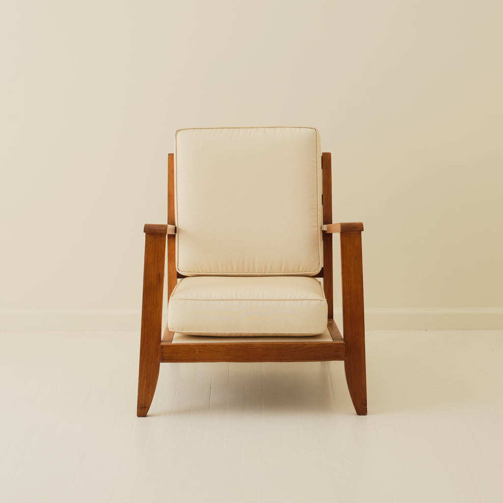 French Modernist Rene Gabriel Atrributed Solid Oak Chair, 1940's