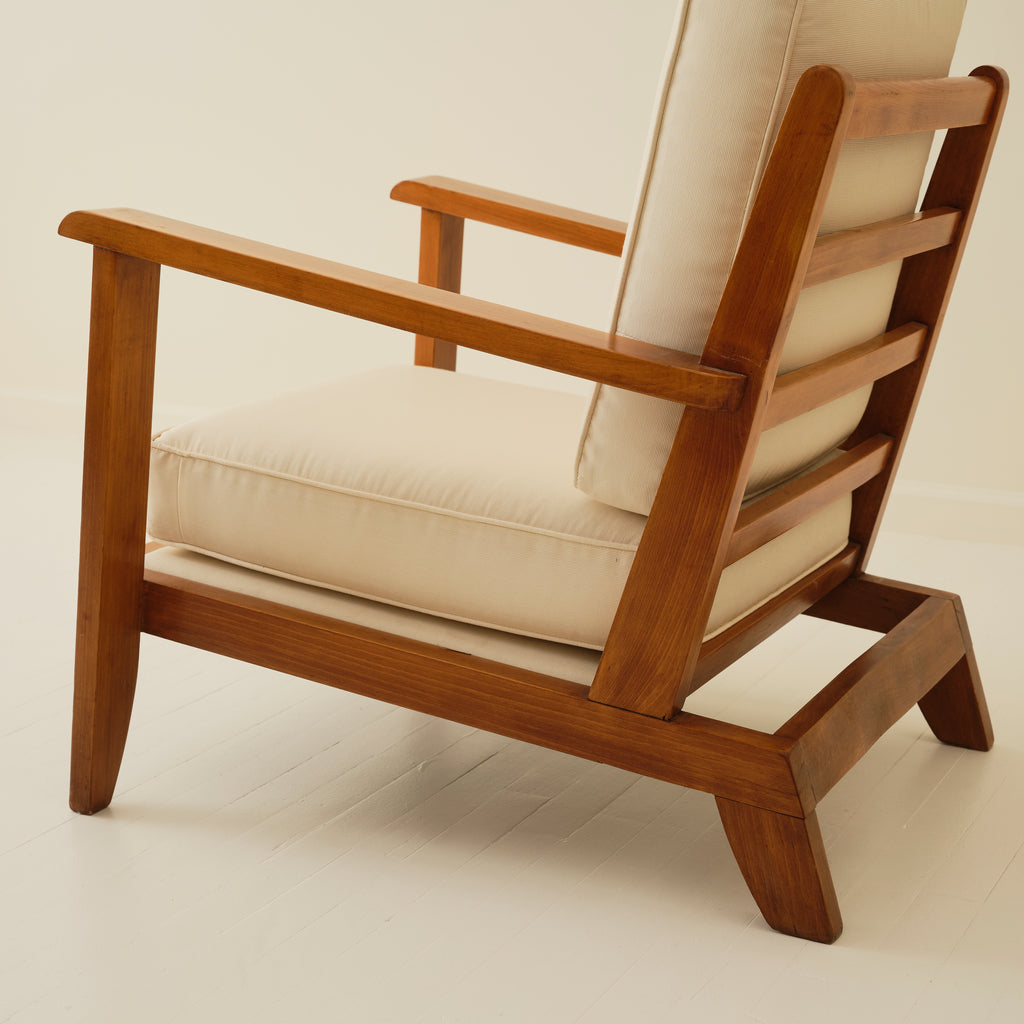 French Modernist Rene Gabriel Atrributed Solid Oak Chair, 1940's