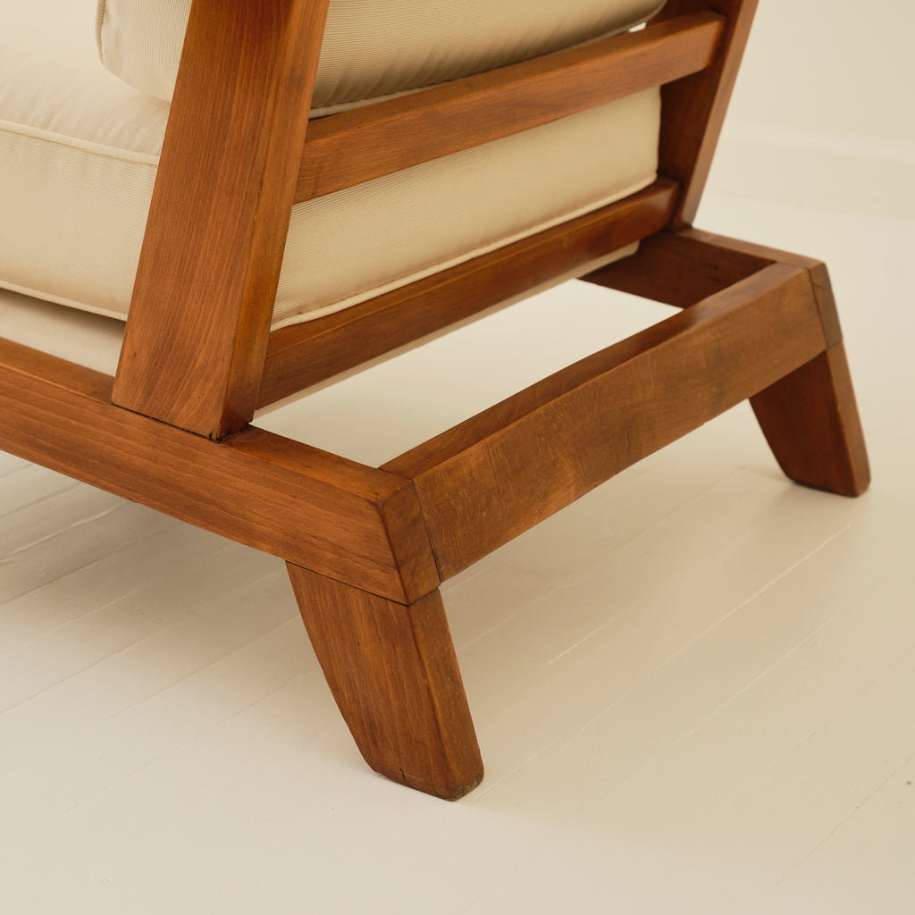 French Modernist Rene Gabriel Atrributed Solid Oak Chair, 1940's