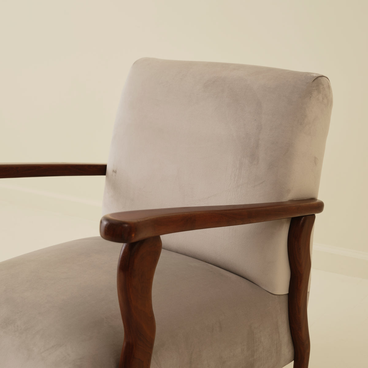 Italian Art Deco Wavy Wood Armchairs, a Pair, 1940s