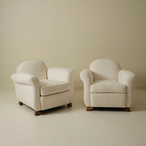 French Art Deco Club Chairs, a Pair, 1940's