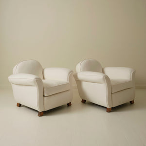 French Art Deco Club Chairs, a Pair, 1940's