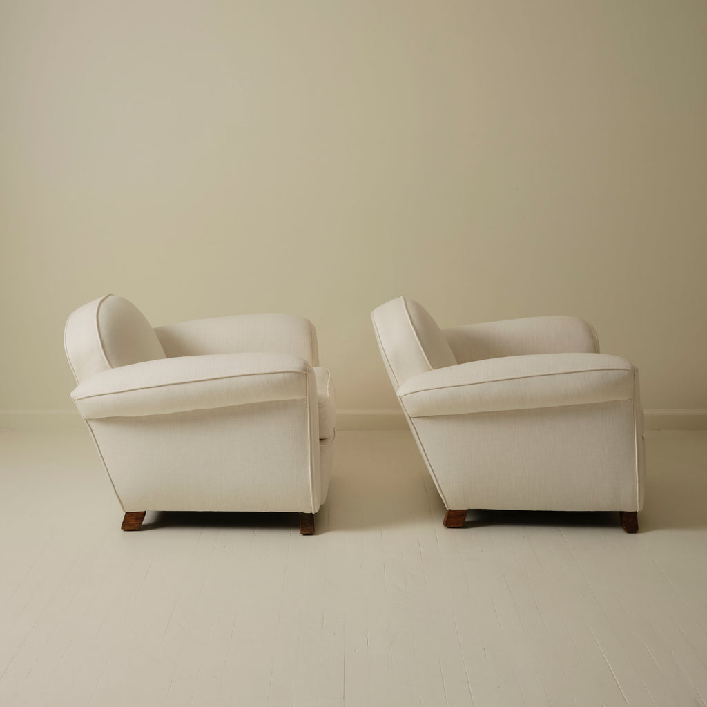 French Art Deco Club Chairs, a Pair, 1940's