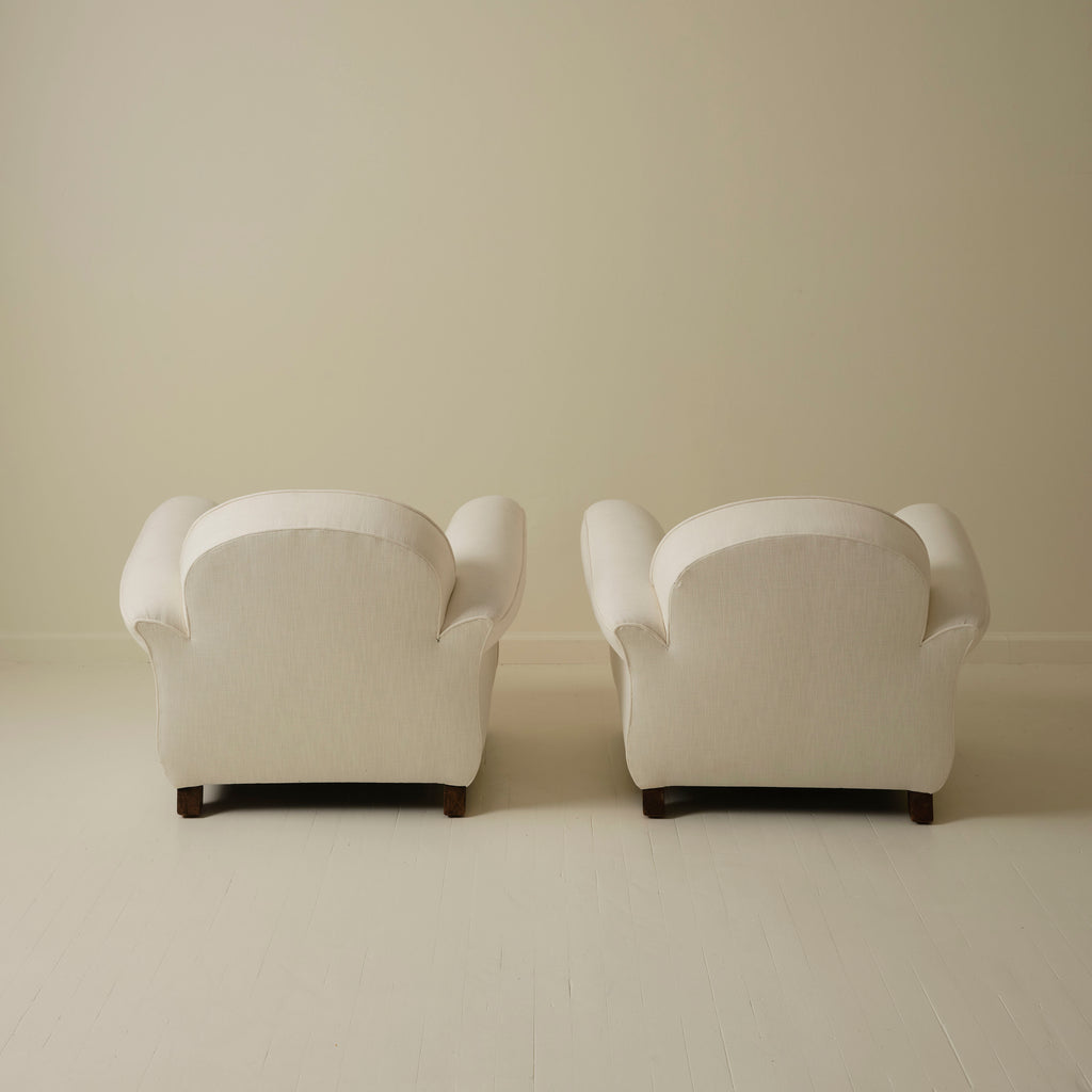 French Art Deco Club Chairs, a Pair, 1940's