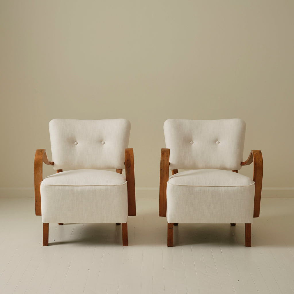 Jindrich Halabala  Bentwood Lounge Chairs, a pair, 1930's.