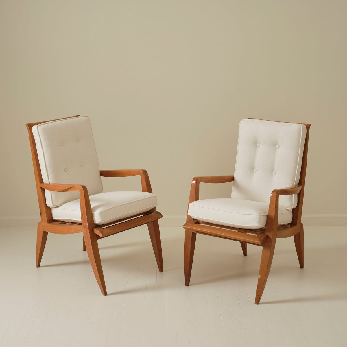 Roger Landault French Mid Century Armchairs, a Pair, 1950s