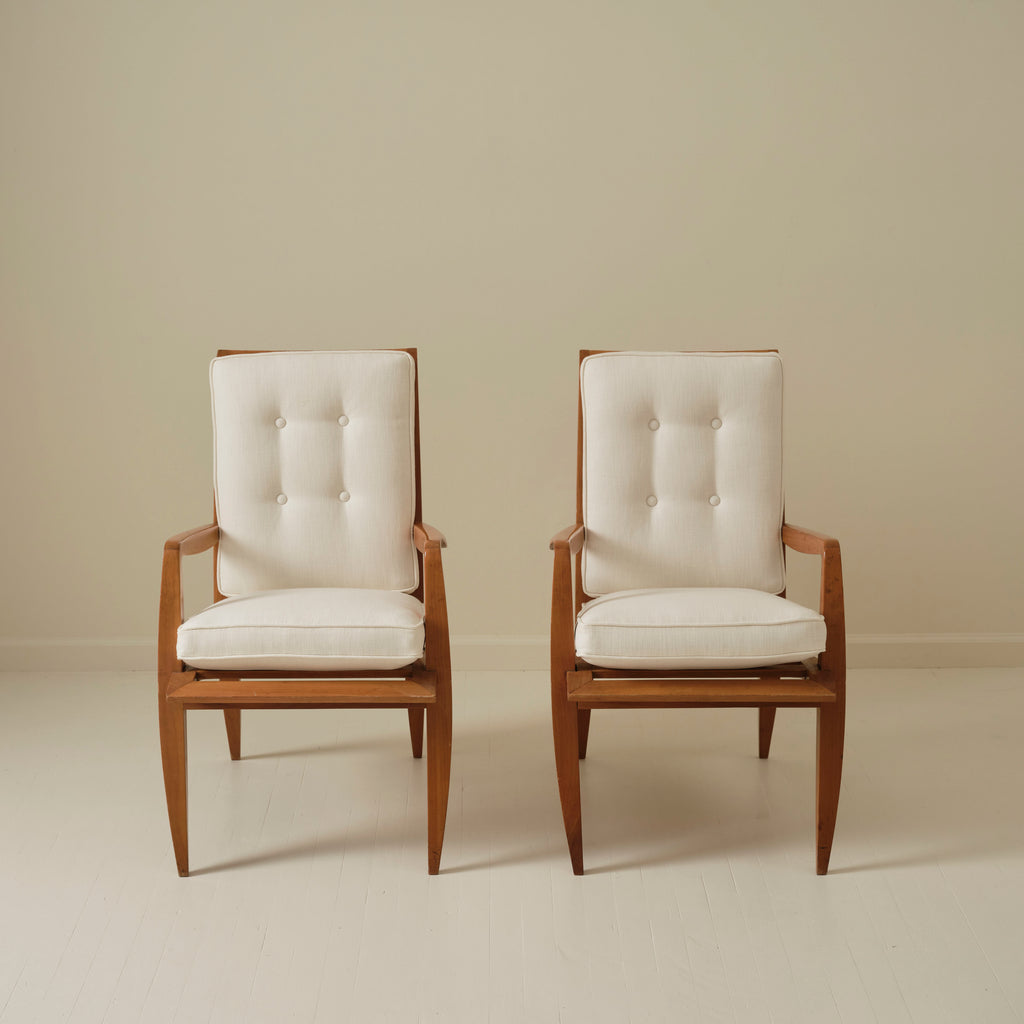 Roger Landault French Mid Century Armchairs, a Pair, 1950s