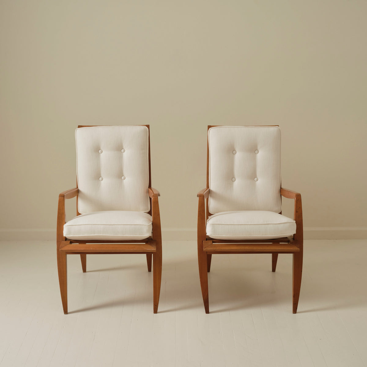 Roger Landault French Mid Century Armchairs, a Pair, 1950s