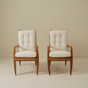 Roger Landault French Mid Century Armchairs, a Pair, 1950s