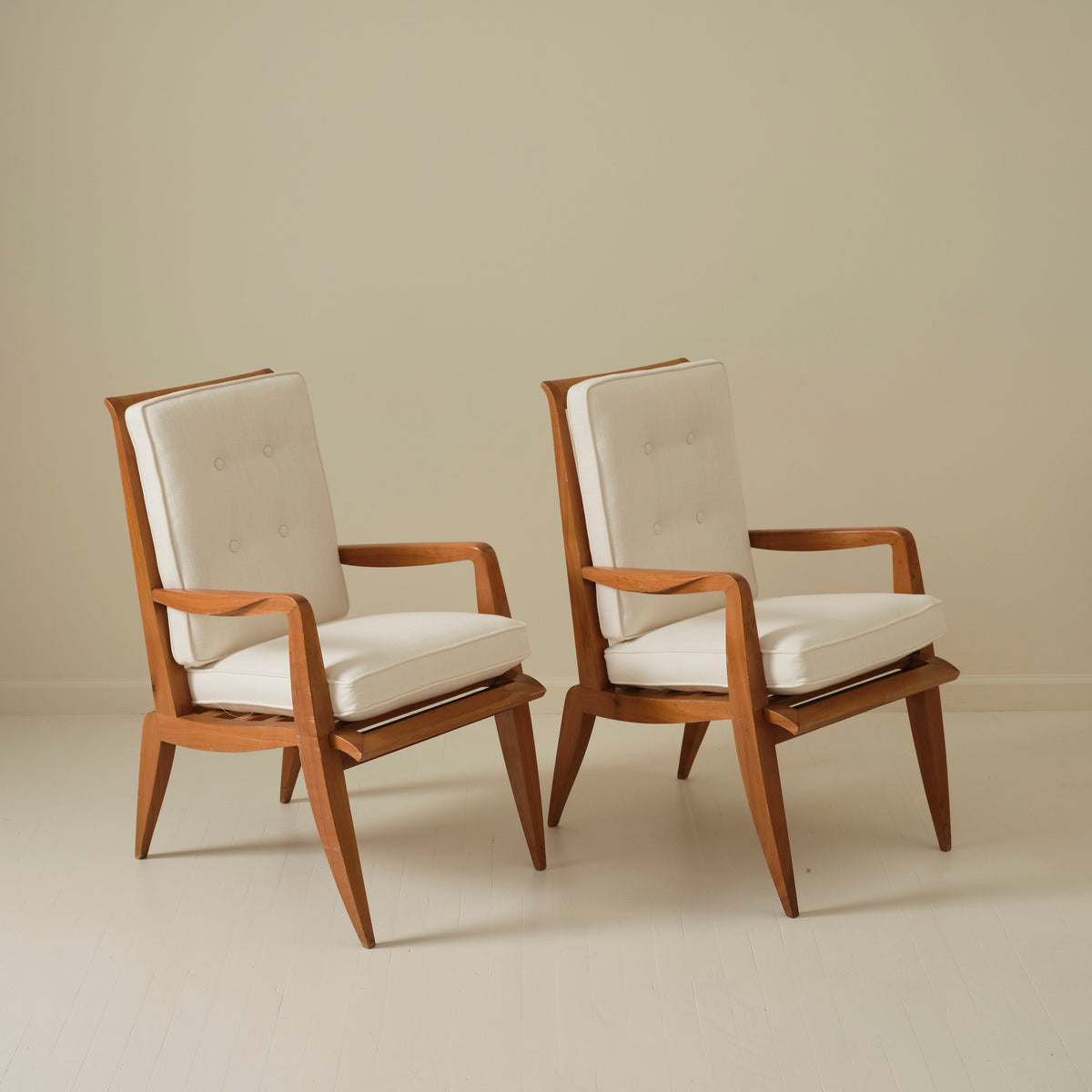 Roger Landault French Mid Century Armchairs, a Pair, 1950s