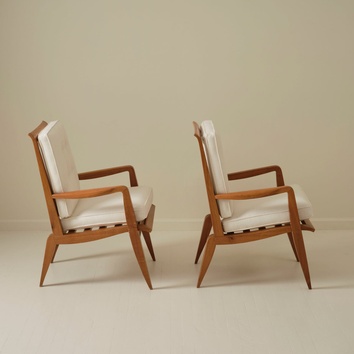 Roger Landault French Mid Century Armchairs, a Pair, 1950s