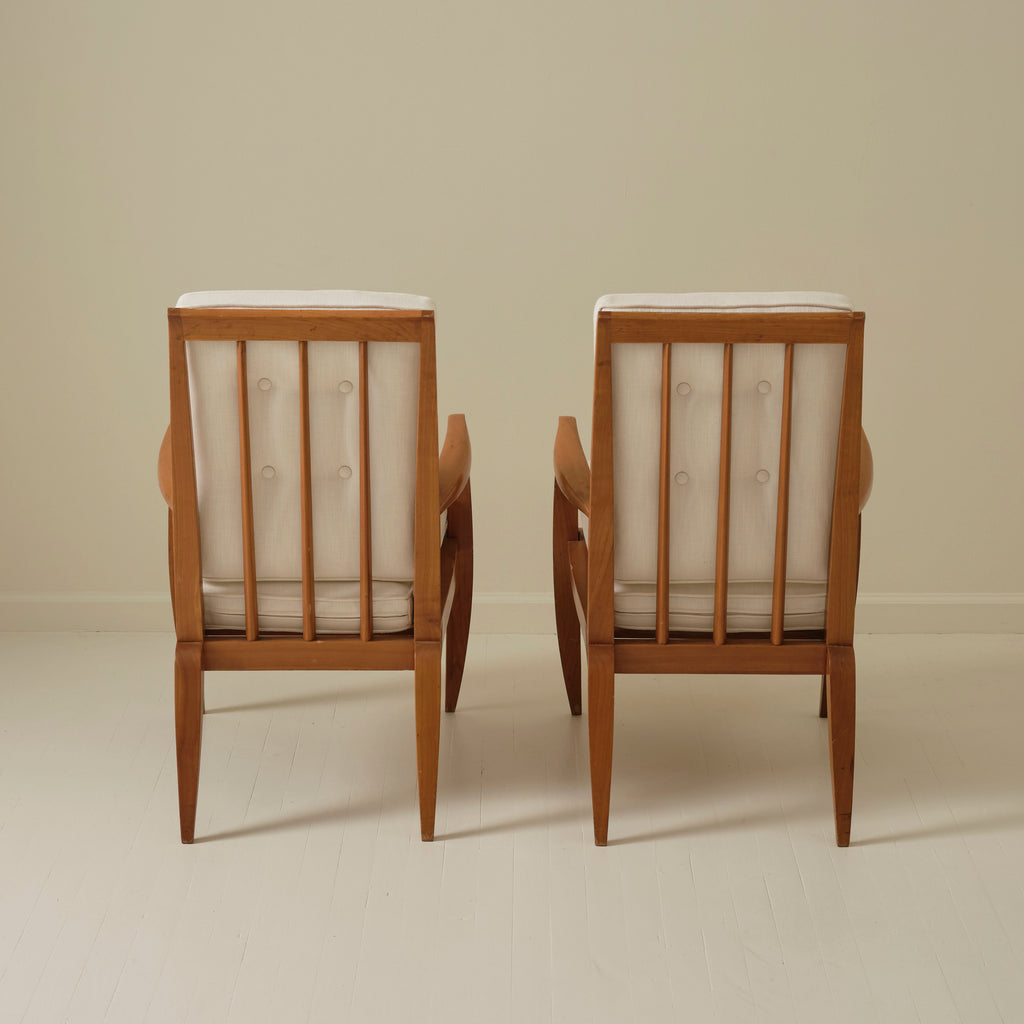 Roger Landault French Mid Century Armchairs, a Pair, 1950s