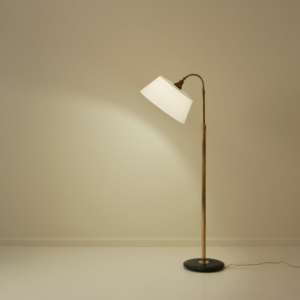 Italian Mid Century Brass Floor Lamp with Marble Base