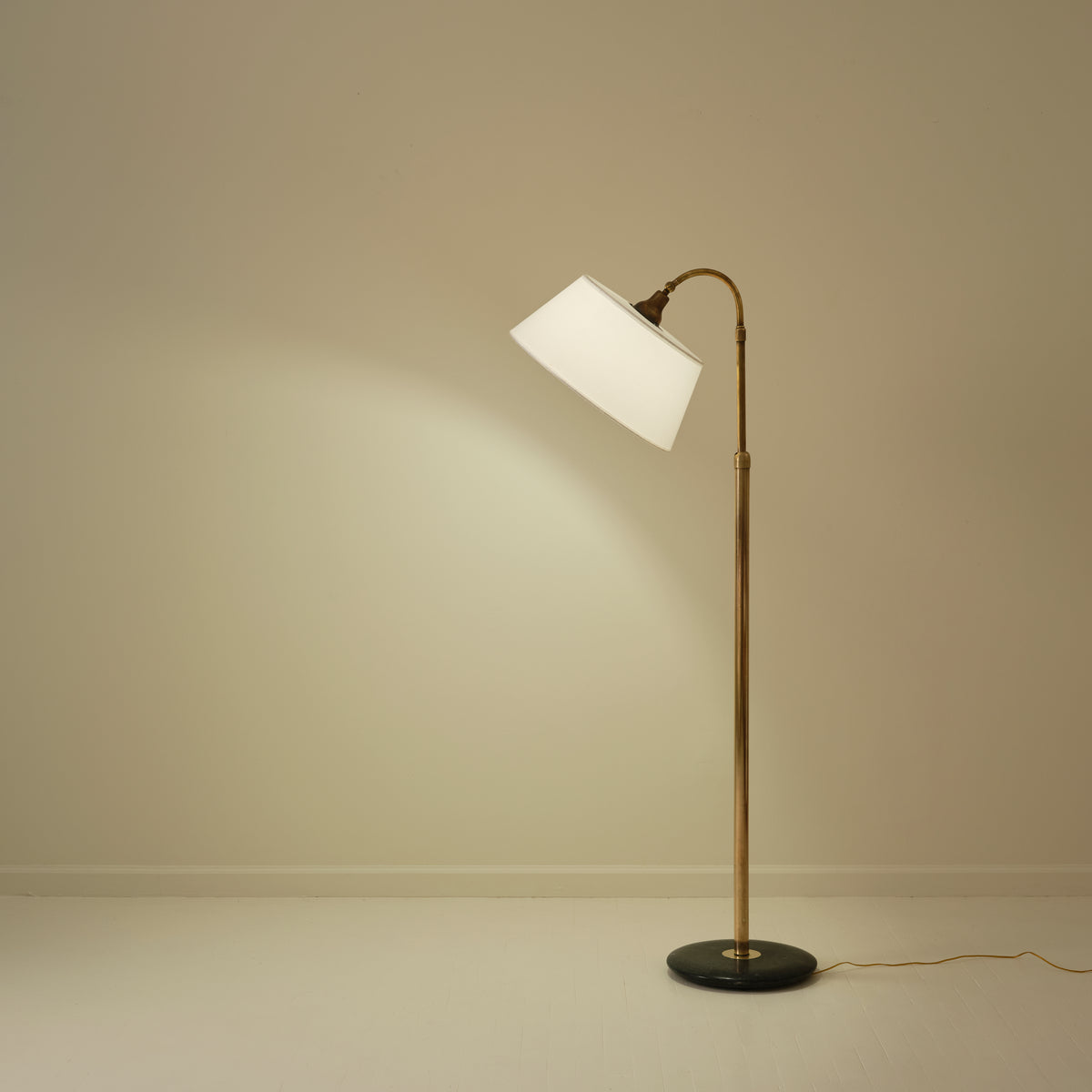 Italian Mid Century Brass Floor Lamp with Marble Base