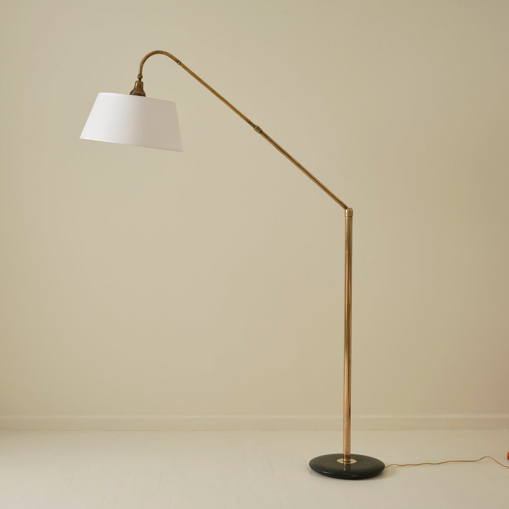 Italian Mid Century Brass Floor Lamp with Marble Base