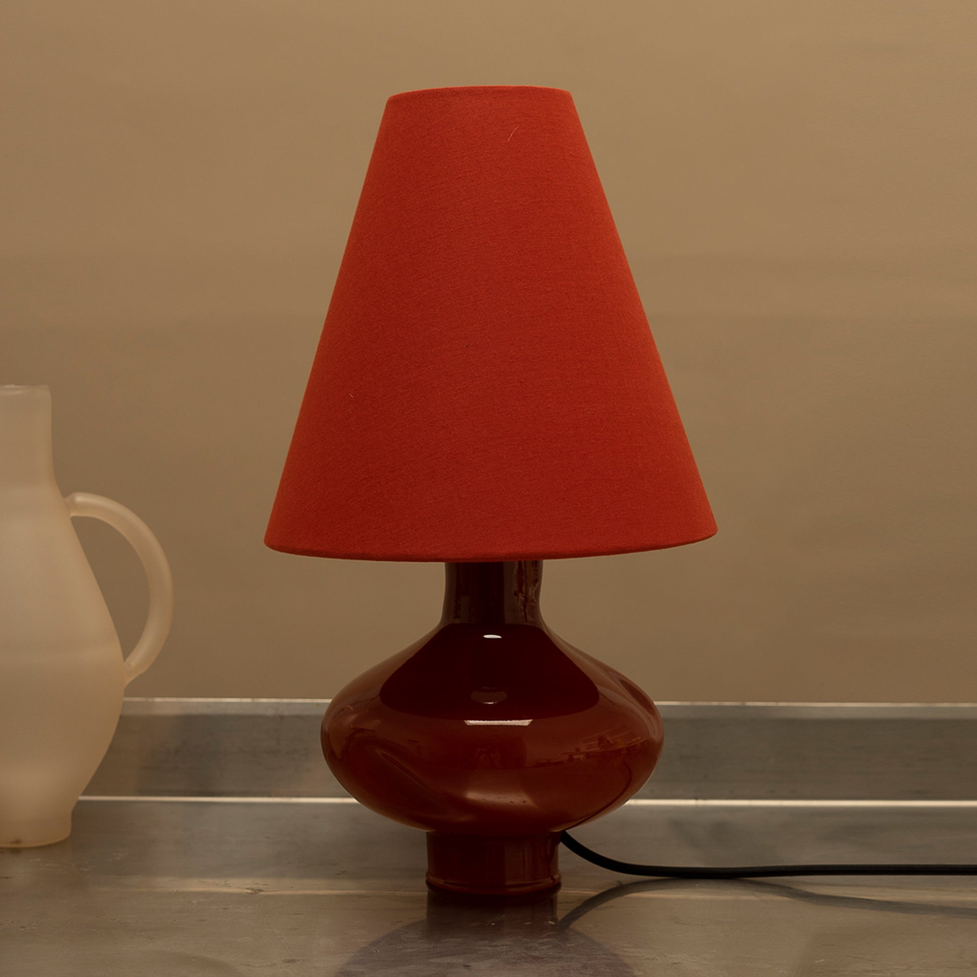 Dark Red Conical Glass Lamp II by Los Objetos Decorativos