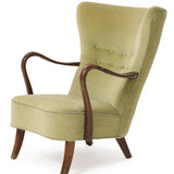 Alfred Christiansen Danish Modern High Back Easy Chair, 1940s, With Curved Open Arms