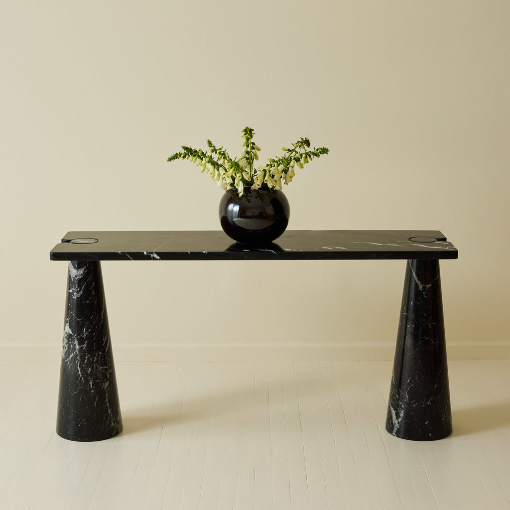Angelo Mangiarotti Black Marble Console Table, 1970s