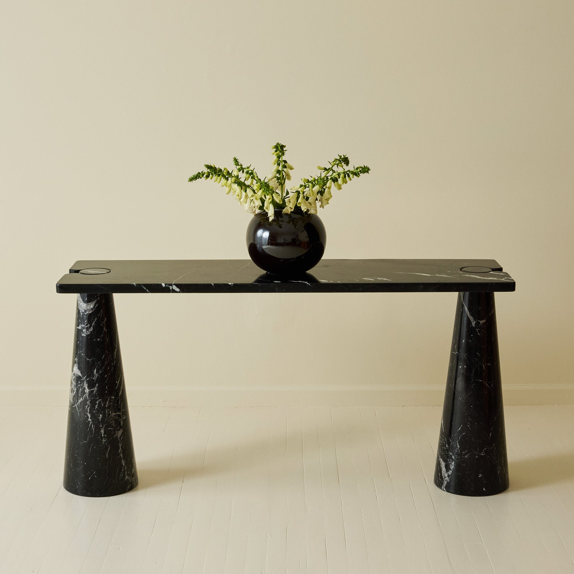 Angelo Mangiarotti Black Marble Console Table, 1970s
