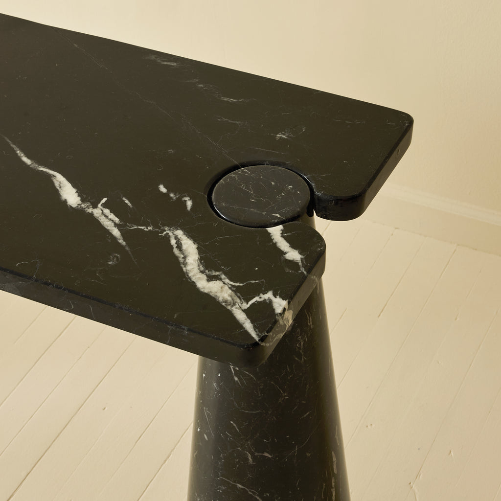 Angelo Mangiarotti Black Marble Console Table, 1970s