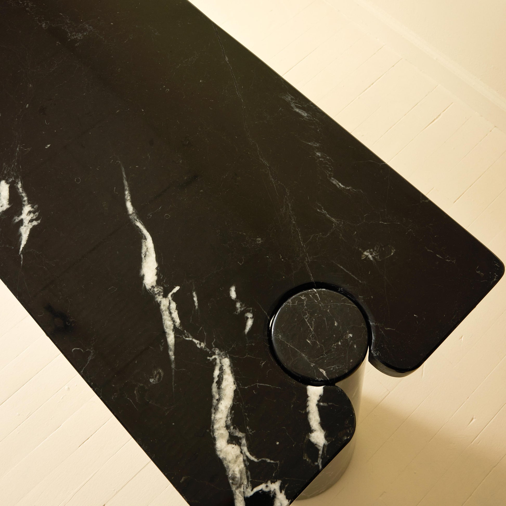 Angelo Mangiarotti Black Marble Console Table, 1970s