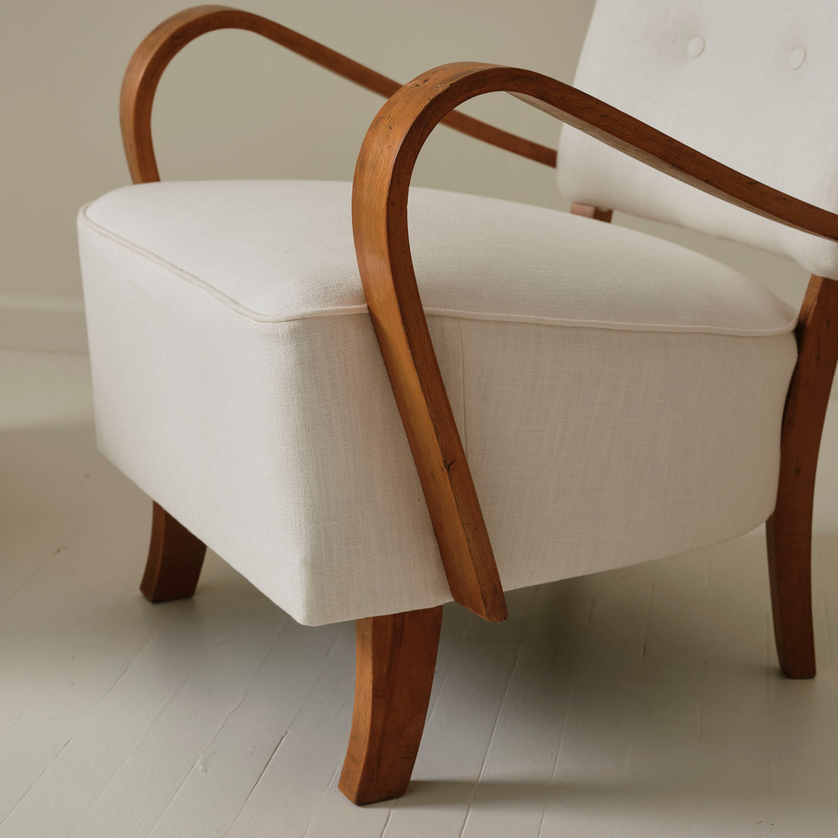 Jindrich Halabala  Bentwood Lounge Chairs, a pair, 1930's.