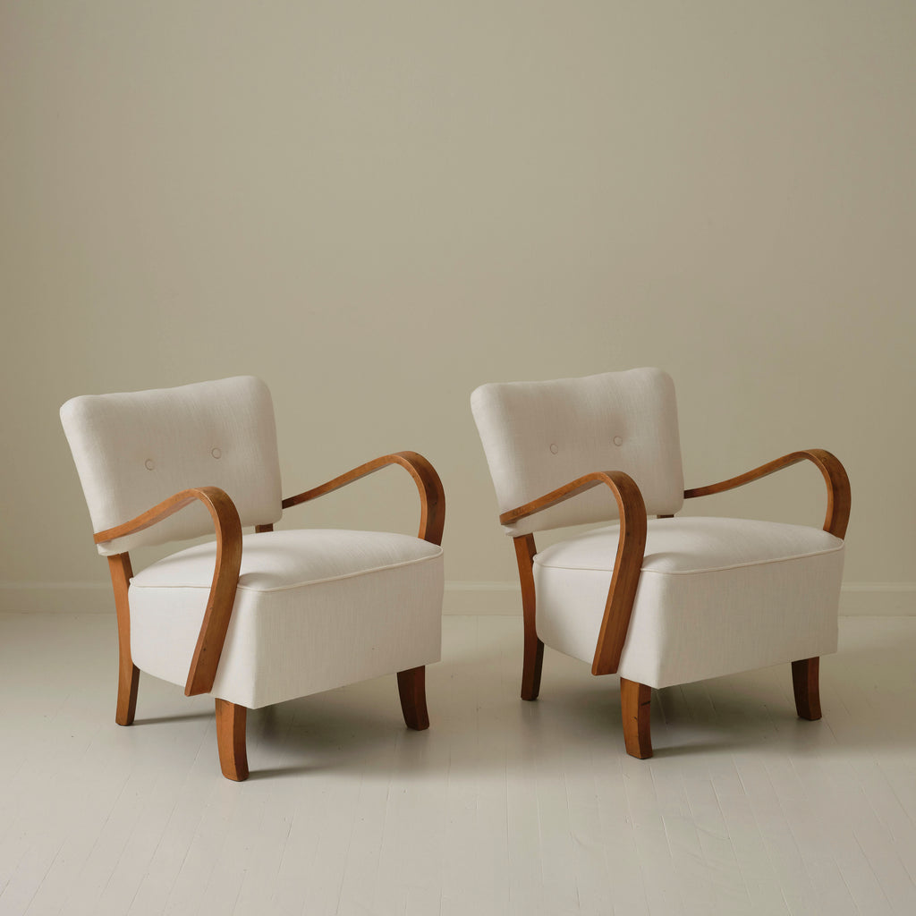 Jindrich Halabala  Bentwood Lounge Chairs, a pair, 1930's.