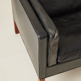 Borge Mogensen, Model 2213 Black Leather Sofa, Manufactured by Fredericia Stolefabrik