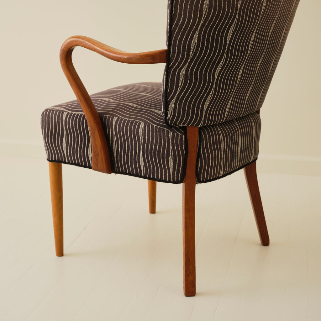 Danish Chairs with curved arms, a pair, 1940's-50's