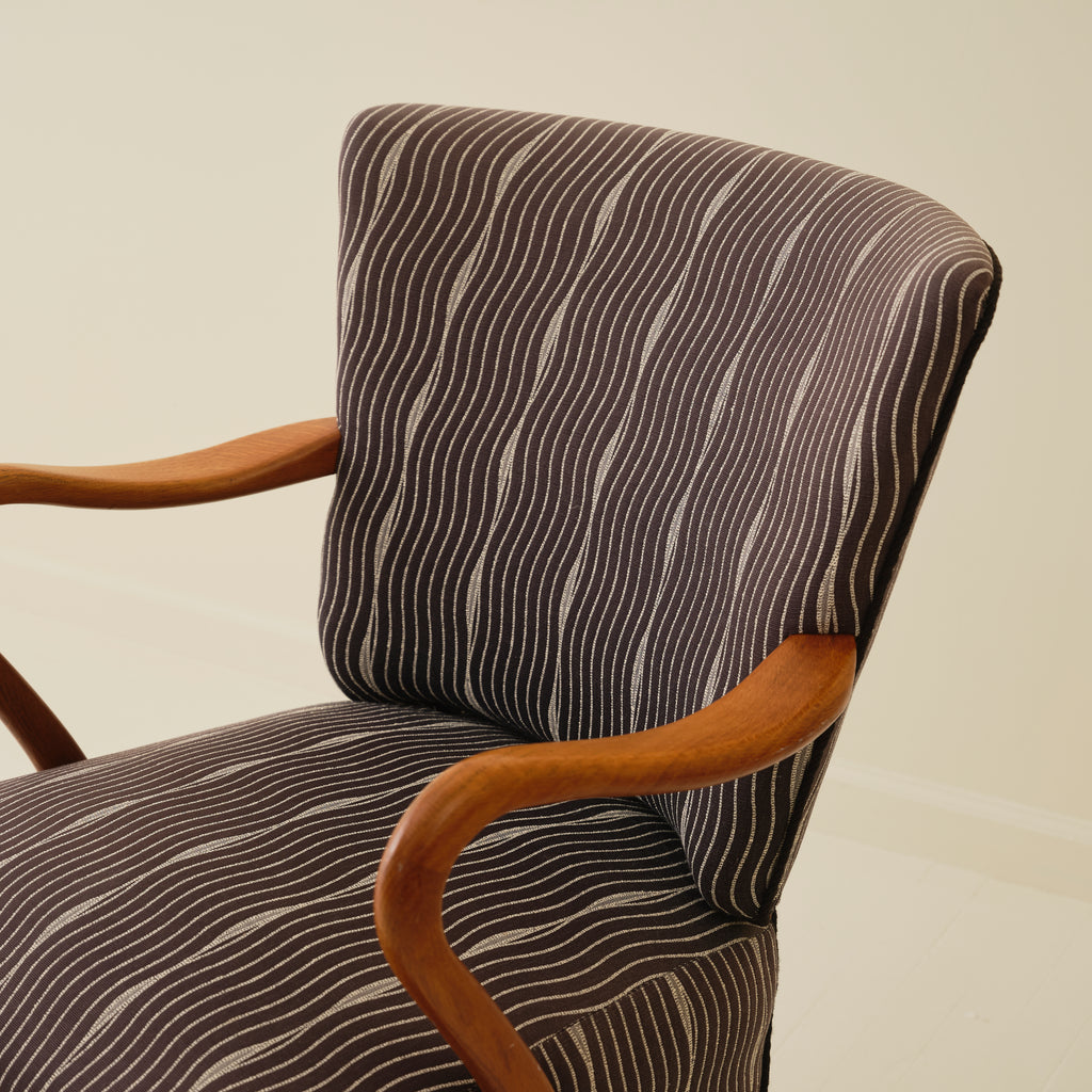 Danish Chairs with curved arms, a pair, 1940's-50's