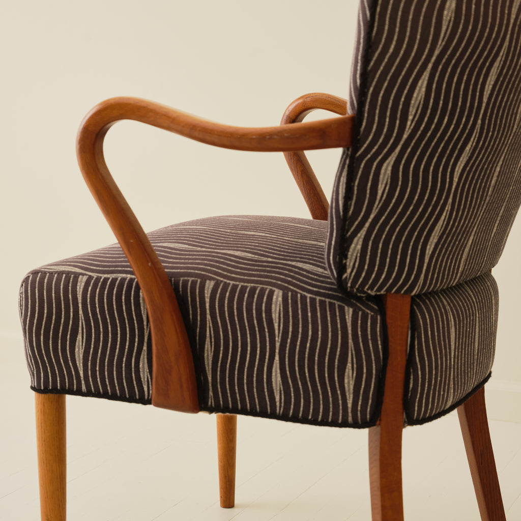 Danish Chairs with curved arms, a pair, 1940's-50's