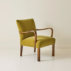 Scandinavian Art Deco Walnut Chair With Mohair Upholstery, 1940's