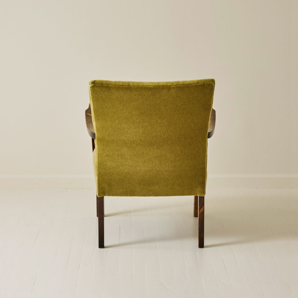 Scandinavian Art Deco Walnut Chair With Mohair Upholstery, 1940's