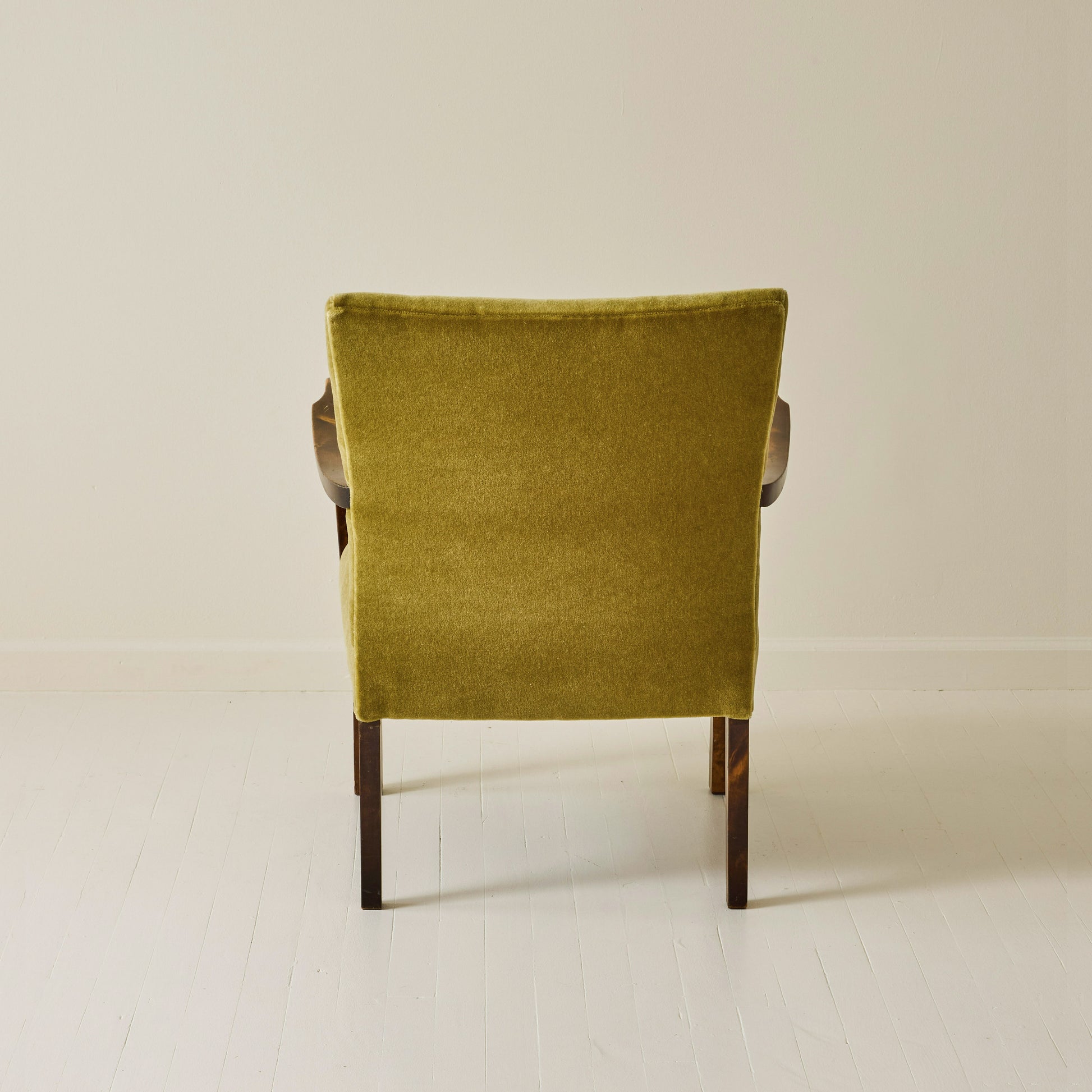 Scandinavian Art Deco Walnut Chair With Mohair Upholstery, 1940's