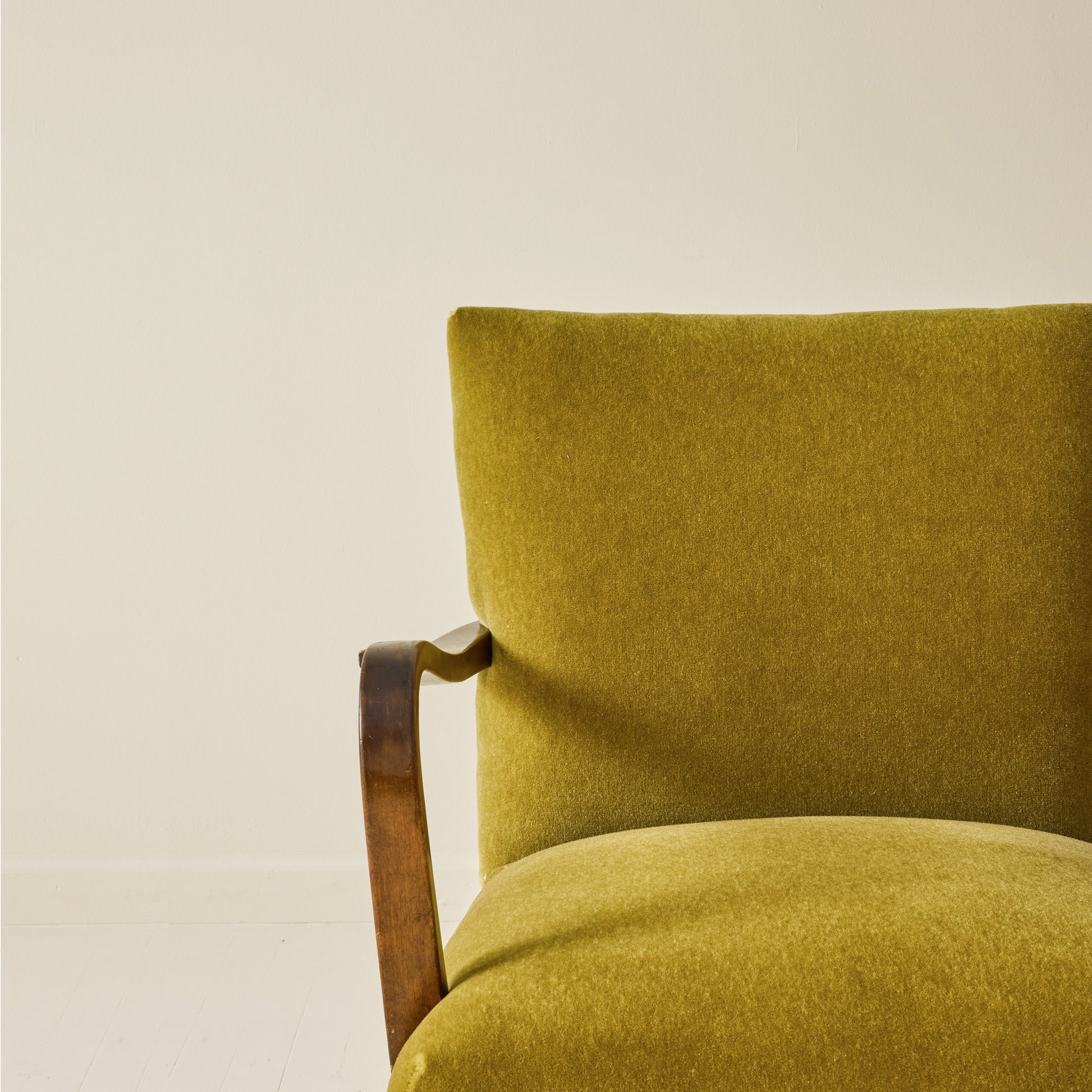 Scandinavian Art Deco Walnut Chair With Mohair Upholstery, 1940's