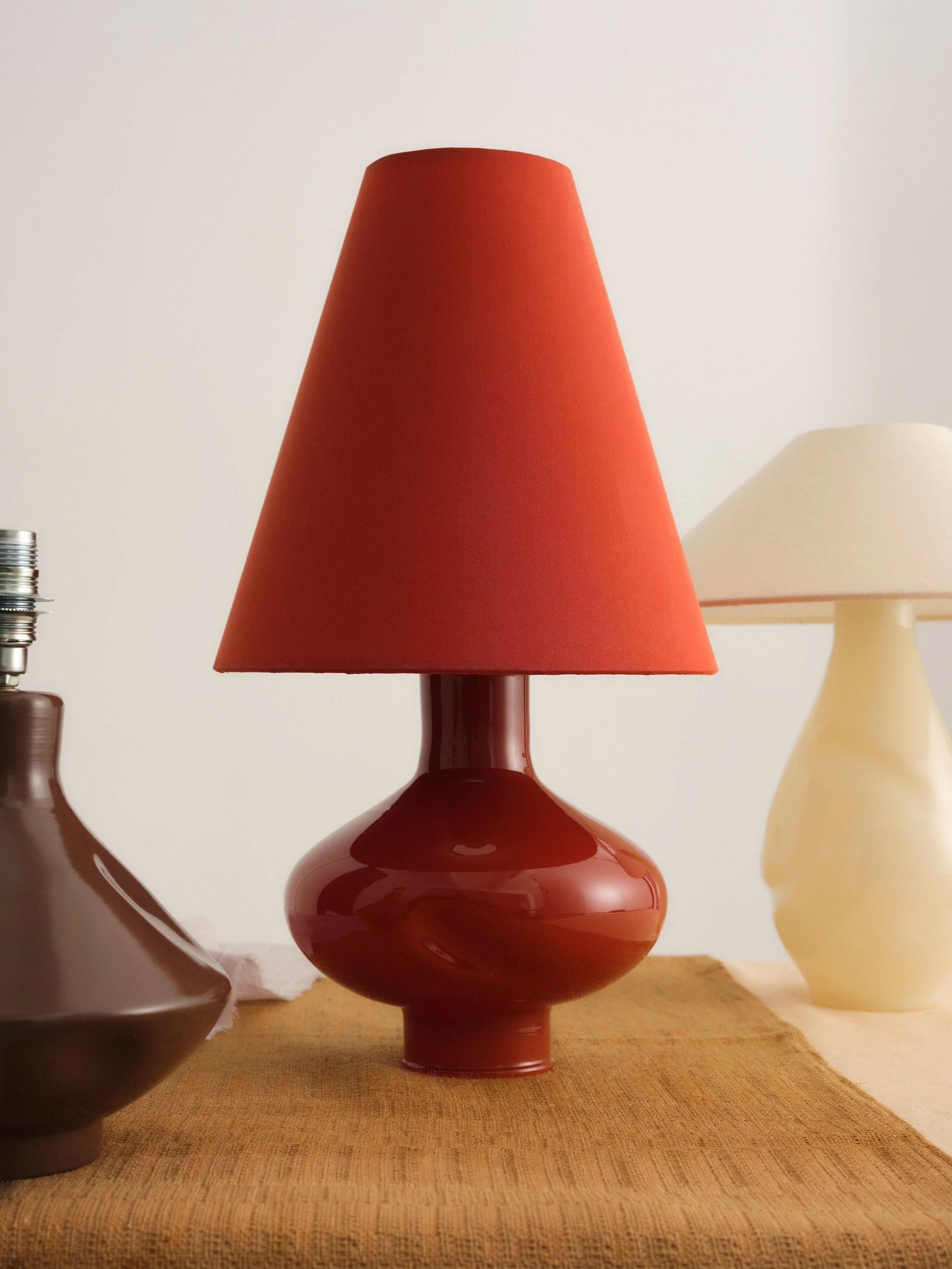 Dark Red Conical Glass Lamp II by Los Objetos Decorativos