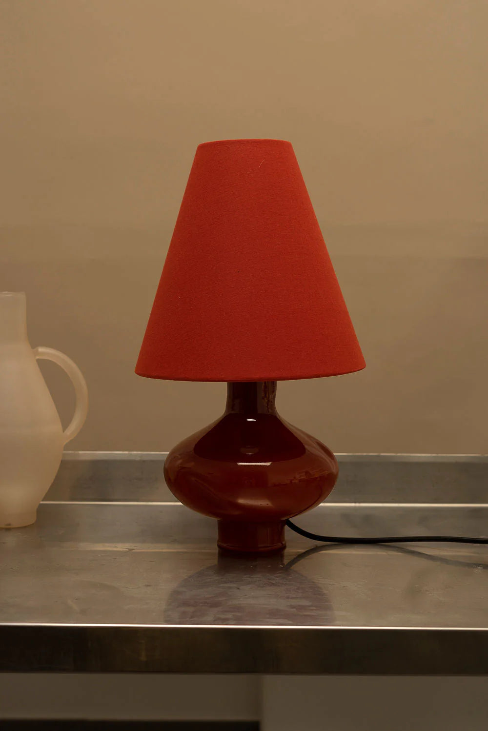 Dark Red Conical Glass Lamp II by Los Objetos Decorativos