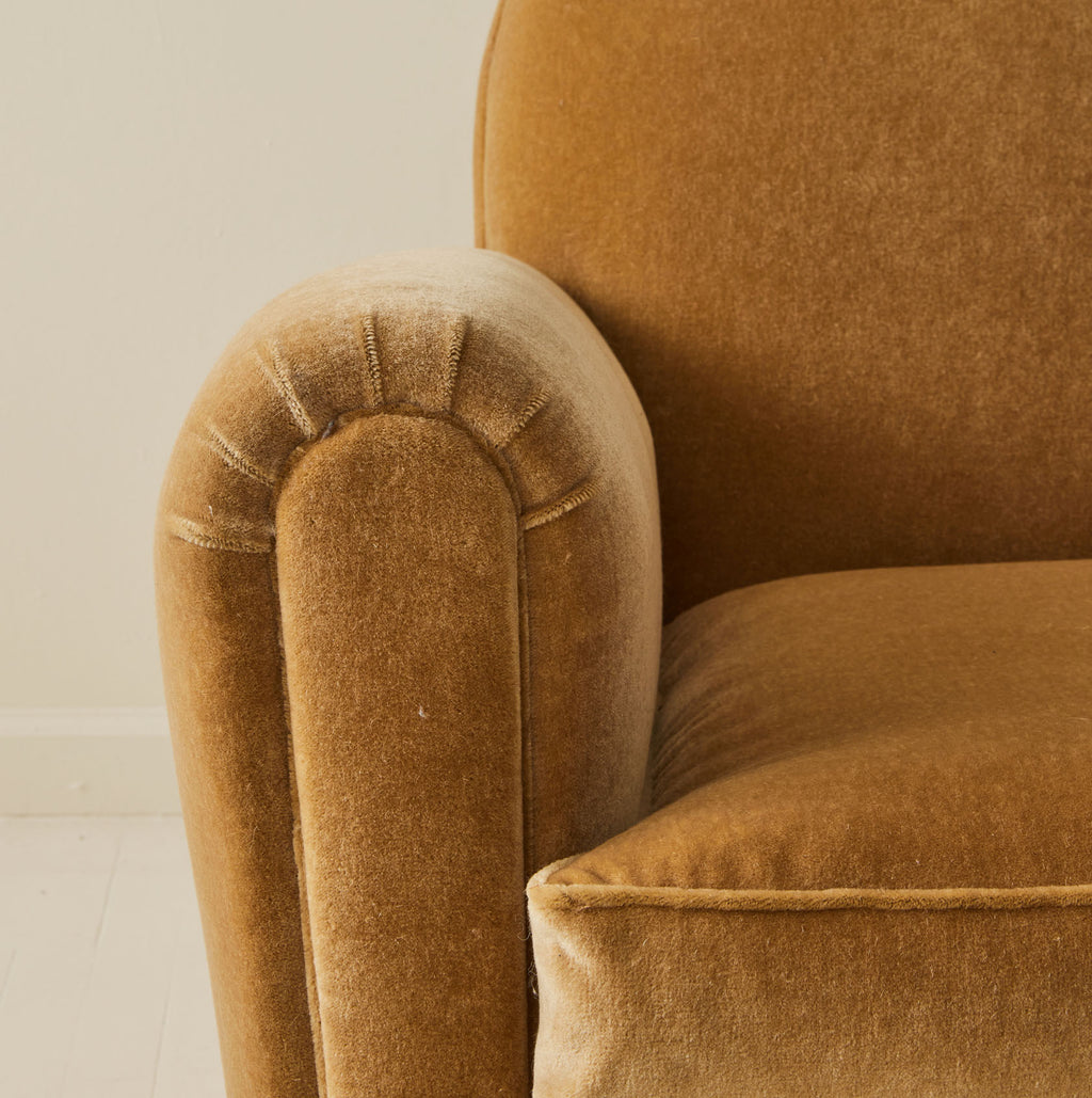 French Club Chairs in Mohair, 1940's, a pair.