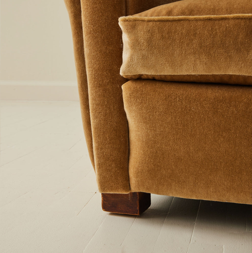 French Club Chairs in Mohair, 1940's, a pair.