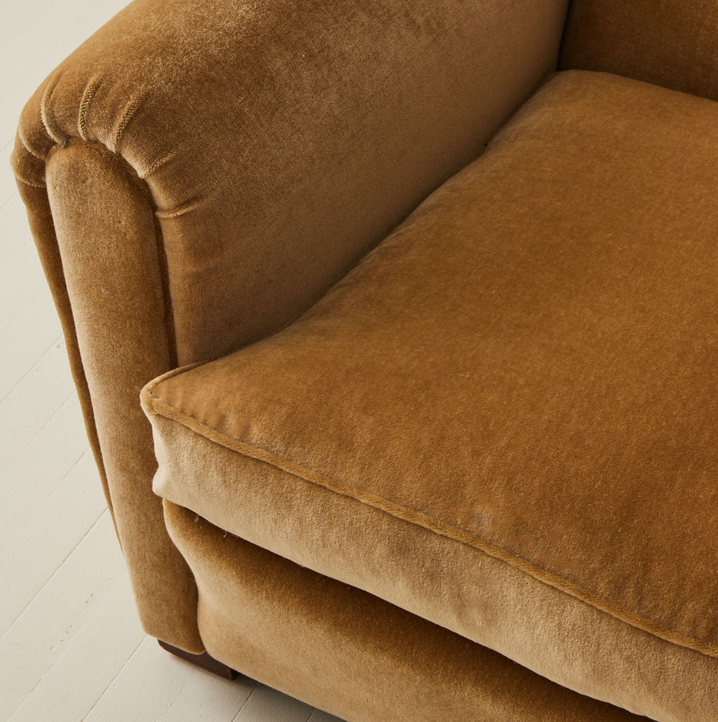 French Club Chairs in Mohair, 1940's, a pair.