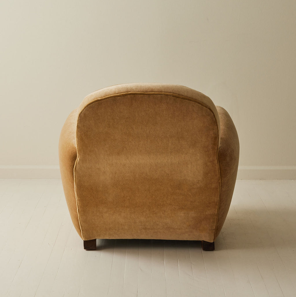 French Club Chairs in Mohair, 1940's, a pair.