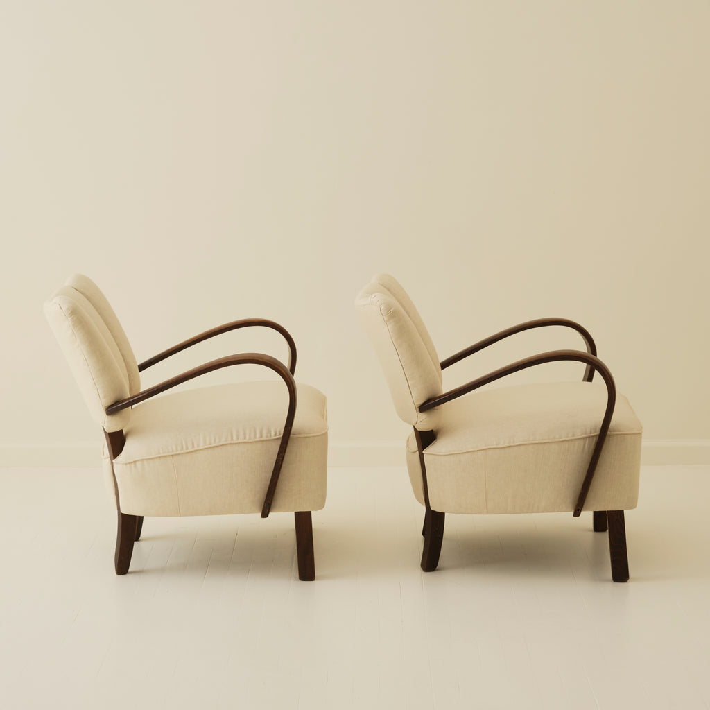 Jindrich Halabala Art Deco Bentwood Armchairs, 1940's