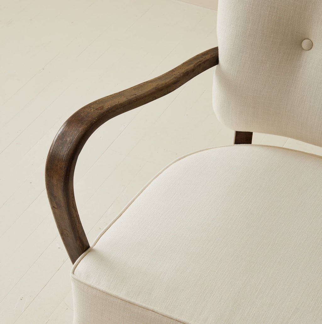 SOLD Jindrich Halabala Patinated Bentwood Lounge Chairs, a pair, 1930's.