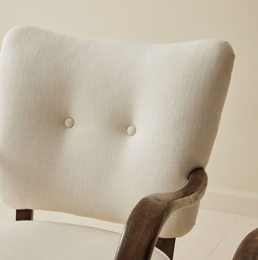 SOLD Jindrich Halabala Patinated Bentwood Lounge Chairs, a pair, 1930's.